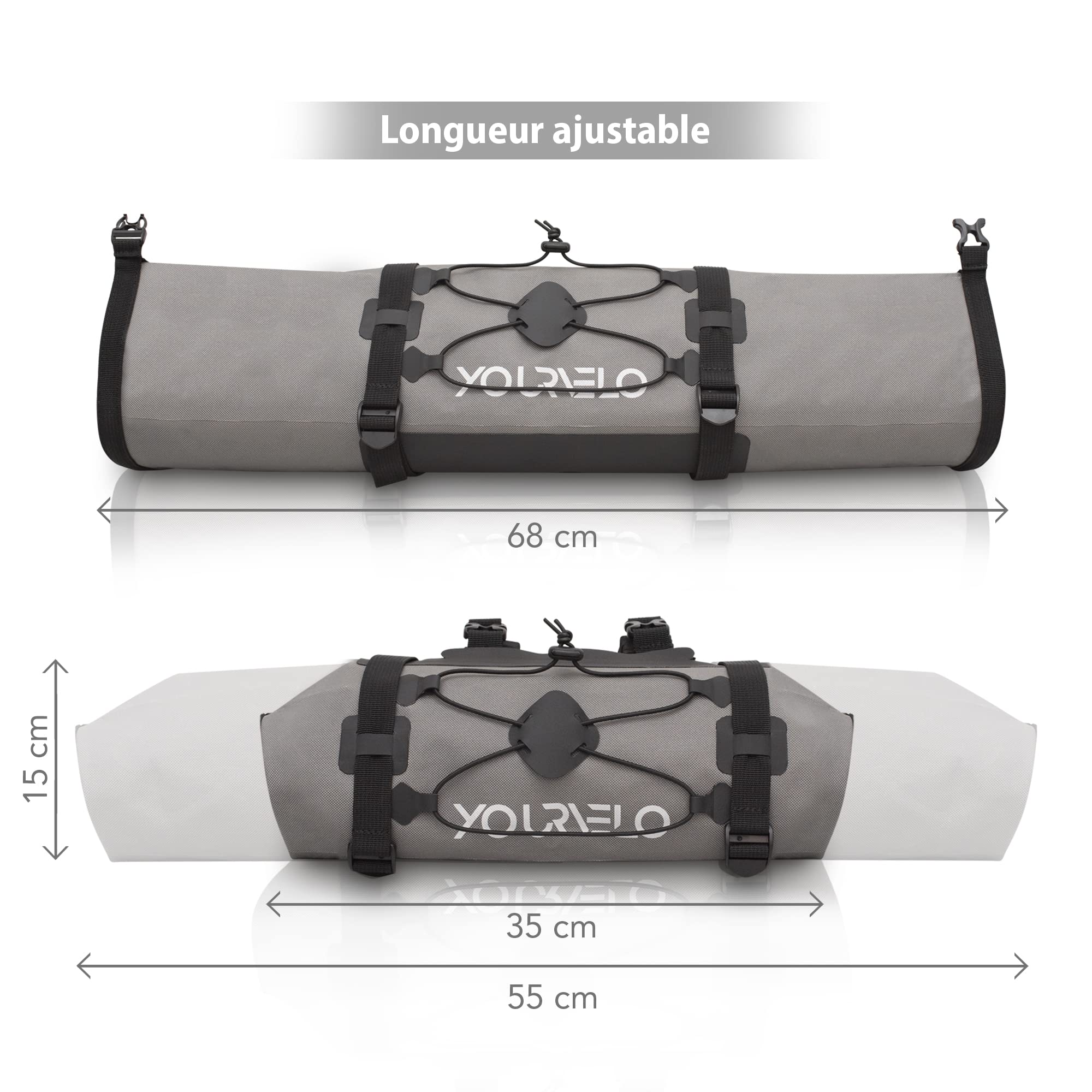 Sacoche de guidon de vélo - Volume 9 l - 100 % étanche - 340 g - Sacoche avant pour guidon de vélo