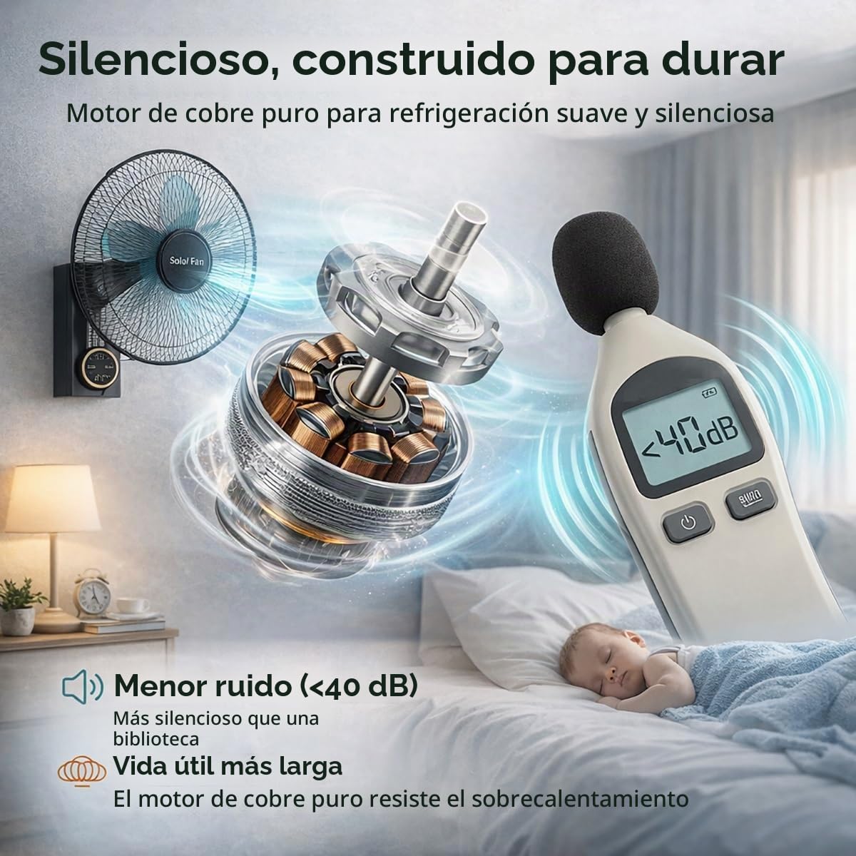 Ventilador Solar Potente 40cm, Montaje en Pared con Mando, Sin Electricidad Ventilador con Placa Solar y Bateria para Jardín, Gallinero, Cobertizo e Invernadero, Oscilante 90°
