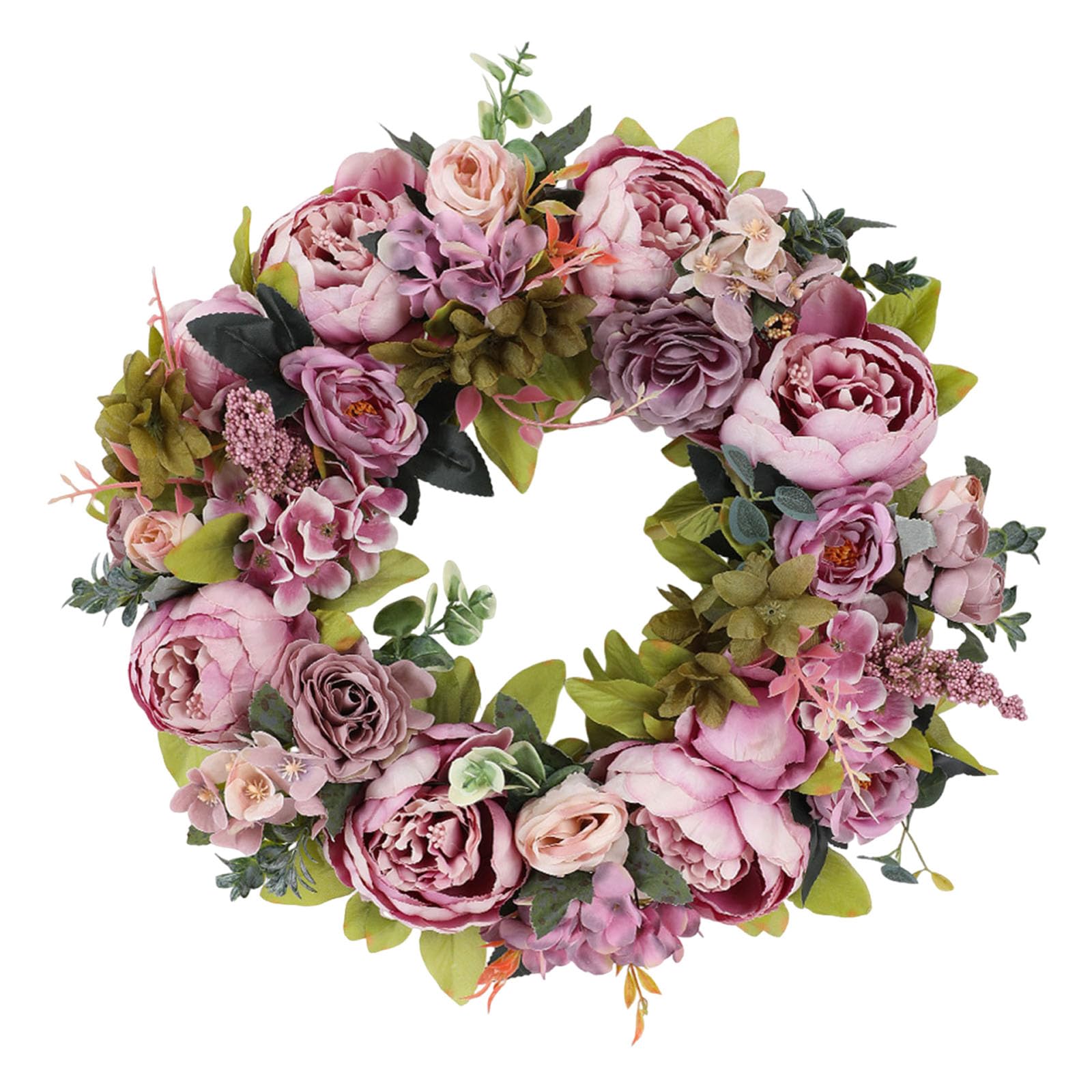 Spring Summer Wreath 45cm Artificial Flower Garland, Front Door Hanging Wreath for Wedding Festival Celebration, Home Wall Porch Patio Decor.