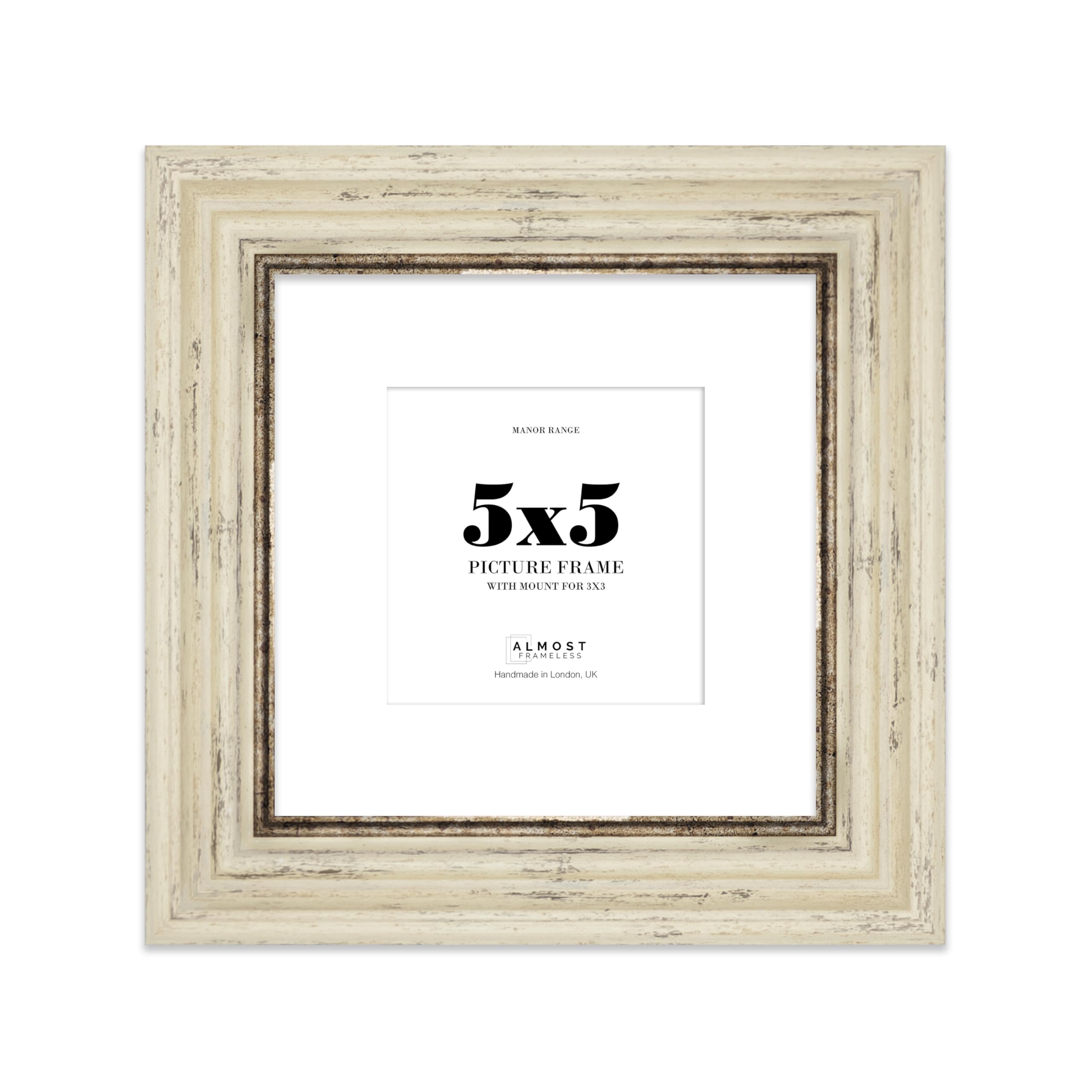 5x5 Distressed Cream Picture Frame - 5x5 Square Frame with 3x3 Mount for 5x5/3x3 Pictures Vintage Style Wall Art, 1 Pack โ image 1