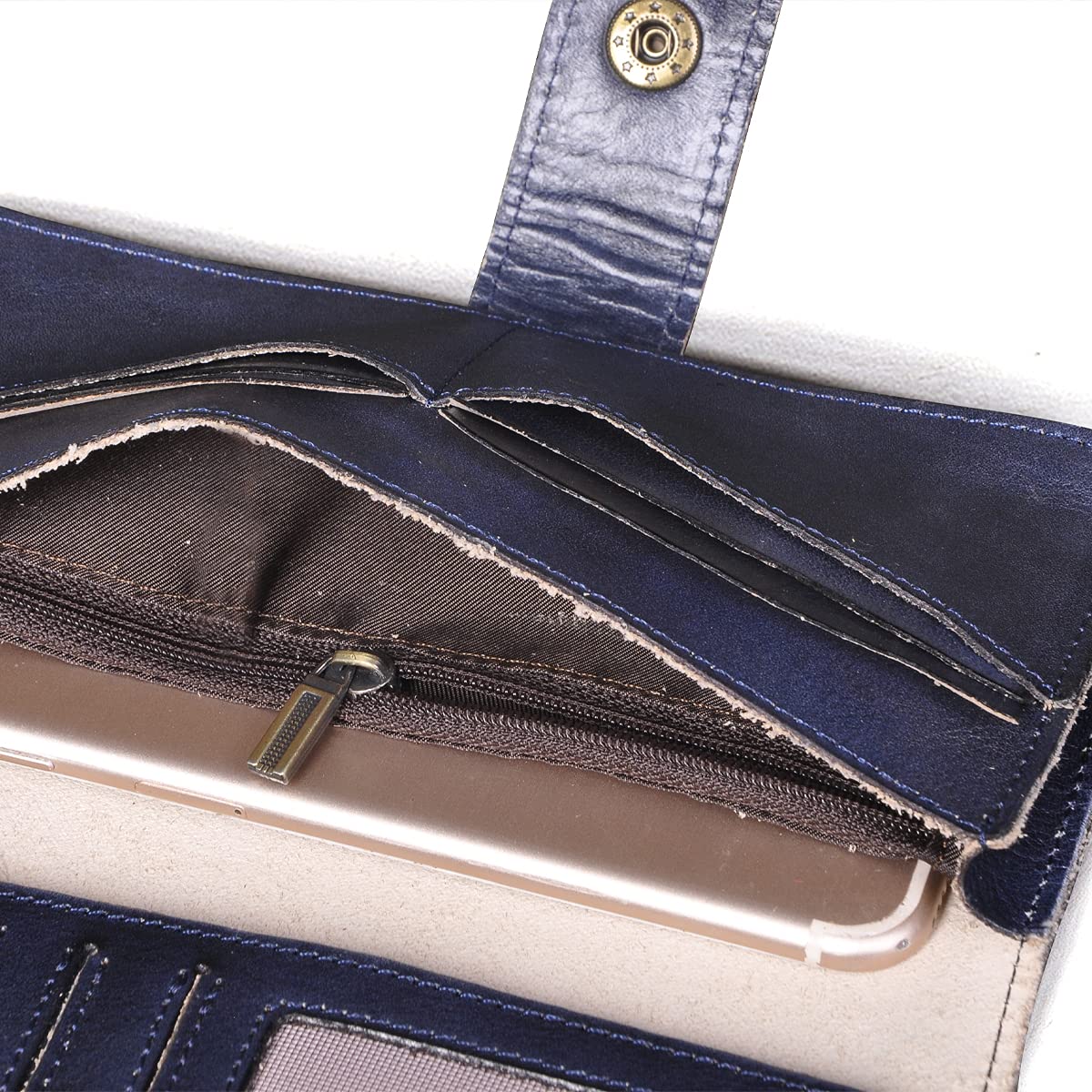 Le'aokuu Men's Véritable Cuir Bifold Portefeuille Organisateur Chéquier Chaîne De Fer (W8645 A Café)