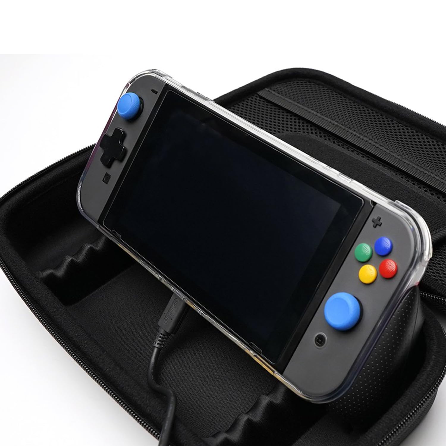 Skull & Co. Étui Maxcarry pour NeoGrip, GripCase Crystal - Étui de Protection de Voyage Portable à Coque Dure avec Rangement pour la Nintendo Switch OLED et OG Switch, GripCase et Accessoires (Noir)