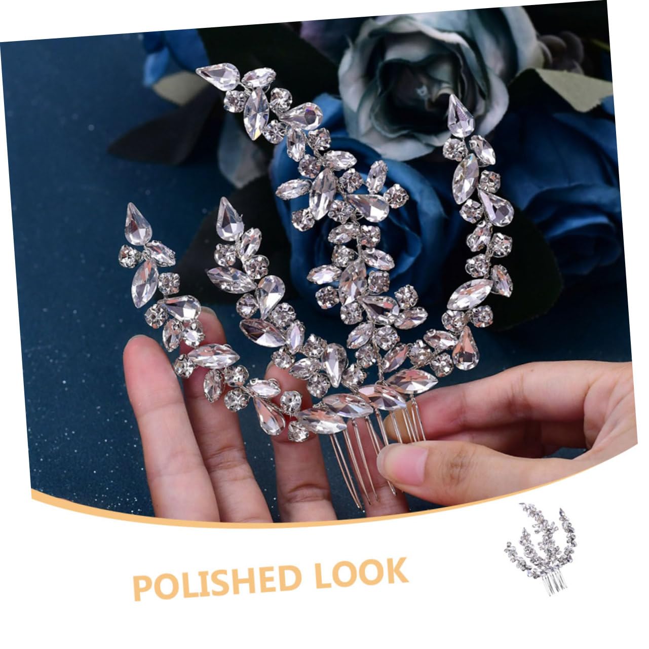 Ipetboom Pettine da Sposa con Cristalli Incastonati in Metallo, Accessorio per Acconciature Eleganti e Sofisticate