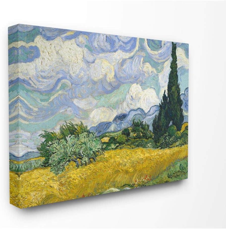 Stupell Industries Van Gogh Wheat Field with Cypresses Post Impressionist Painting Oversized Stretched Canvas Wall Art by Vincent Van Gogh, 24 x 1.5 x 30, Multi-Color 24 x 30