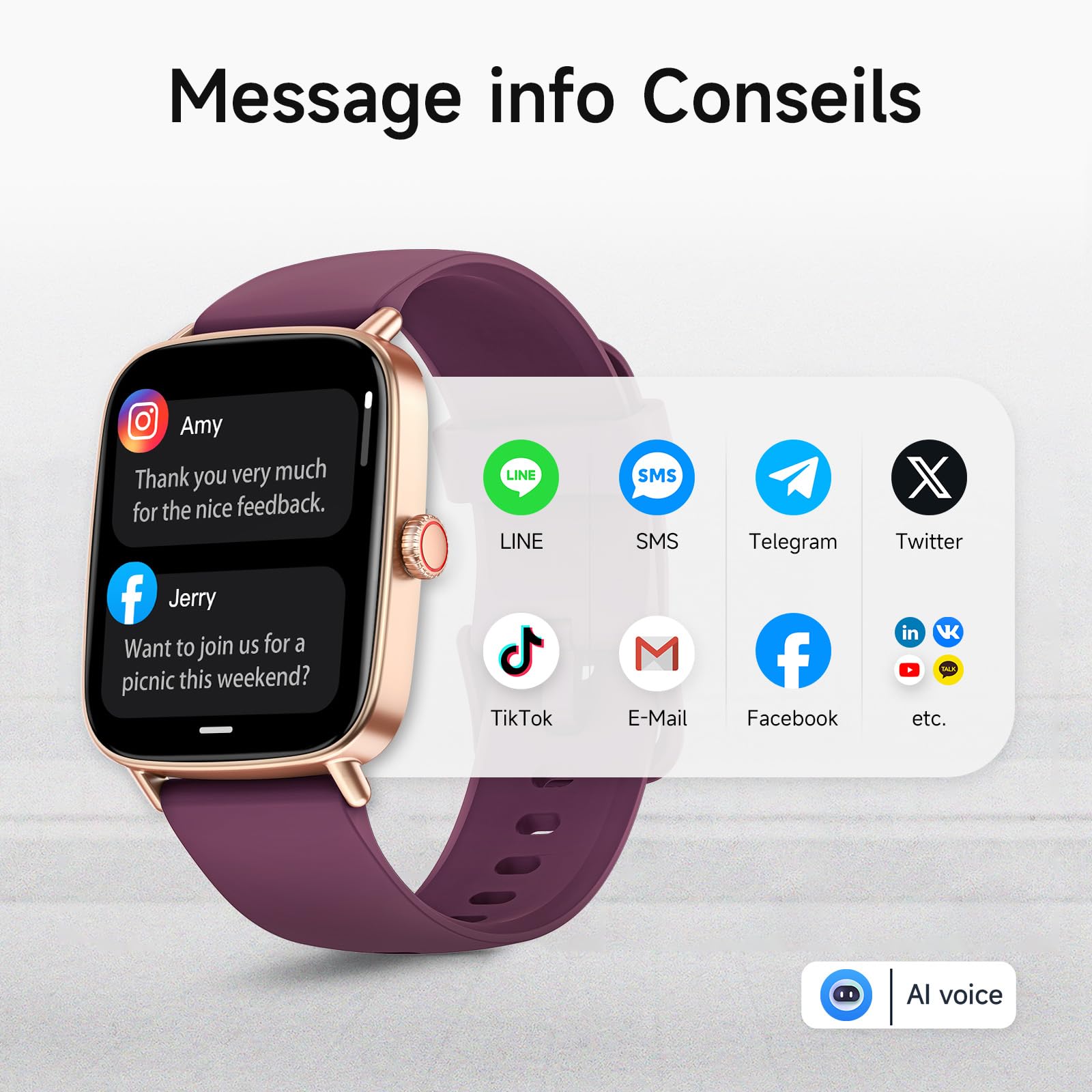 Montre Connectée Homme Femme,1.85" Smartwatch Femme avec Appel Bluetooth,Montre Intelligente pour iOS/Samsung/Android,120+ Modes Sport/Fréquence Cardiaque/Sommeil/SpO2,étanche IP68 Fitness Podomètre