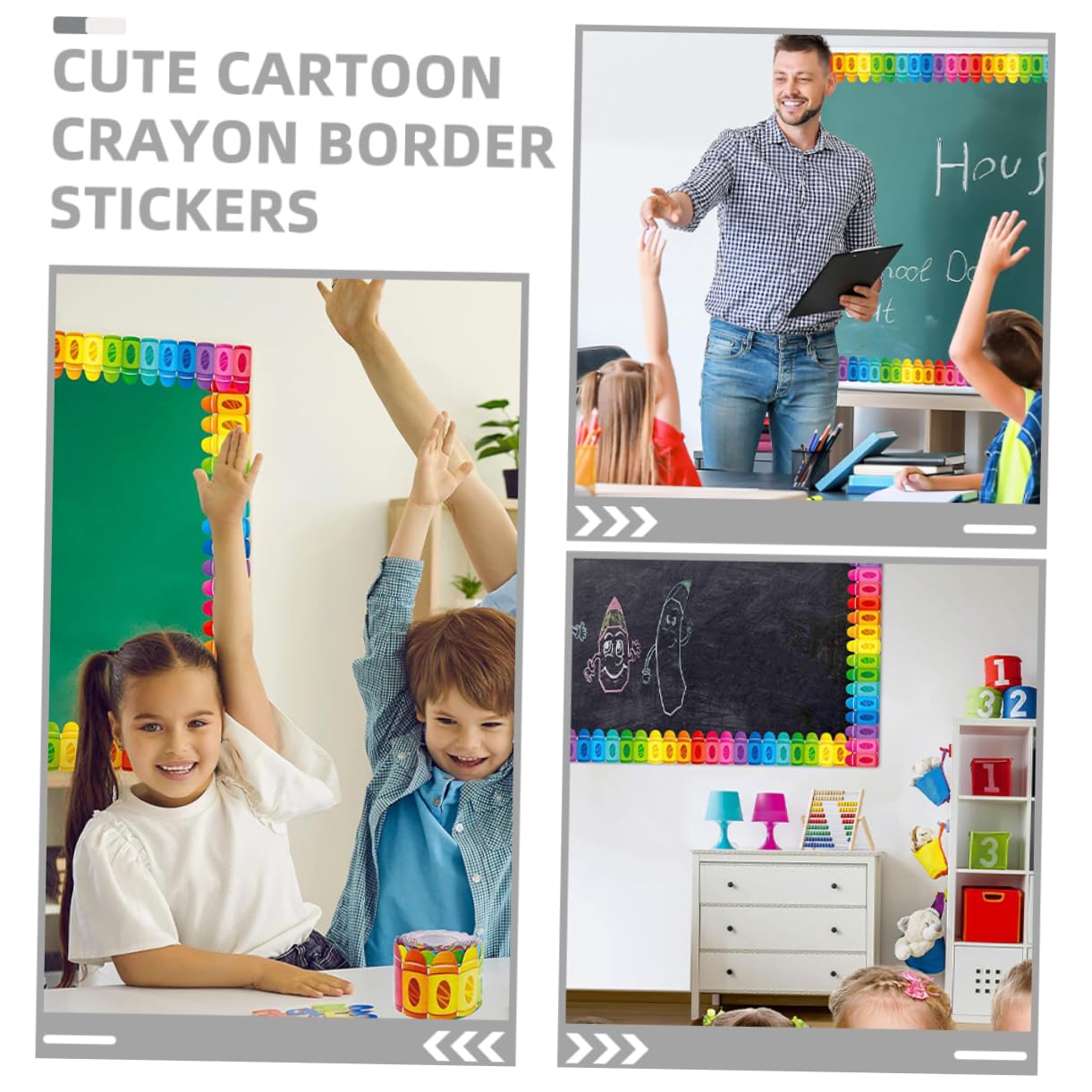 DOITOOL 5 Rollos Borde De Crayón Pegatinas Boletín Calcomanías Aula Educativo Escuela Pegatina De Borde Decoración Pizarra Infantil Pegatinas De Papel Estucado