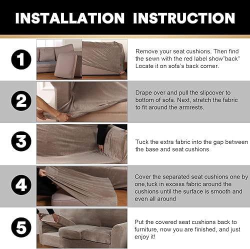 Miniatura 7 de PrinceDeco - Fundas de sofá de 3 piezas de terciopelo, para sofá de 2 cojines, de felpa, de hasta 90 pulgadas de ancho, gruesas y suaves que se