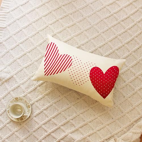 Miniatura 5 de Ogiselestyle Funda de almohada lumbar con diseño de lunares diseño de corazón acuarela 12 x 20 pulgadas decoración de San Valentín aniversario de