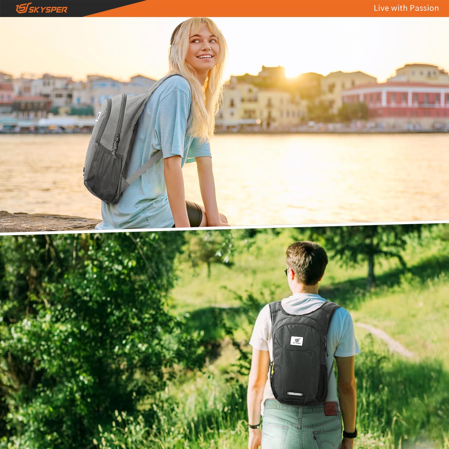 SKYSPER 15L opvouwbare wandelrugzak lichtgewicht opvouwbare