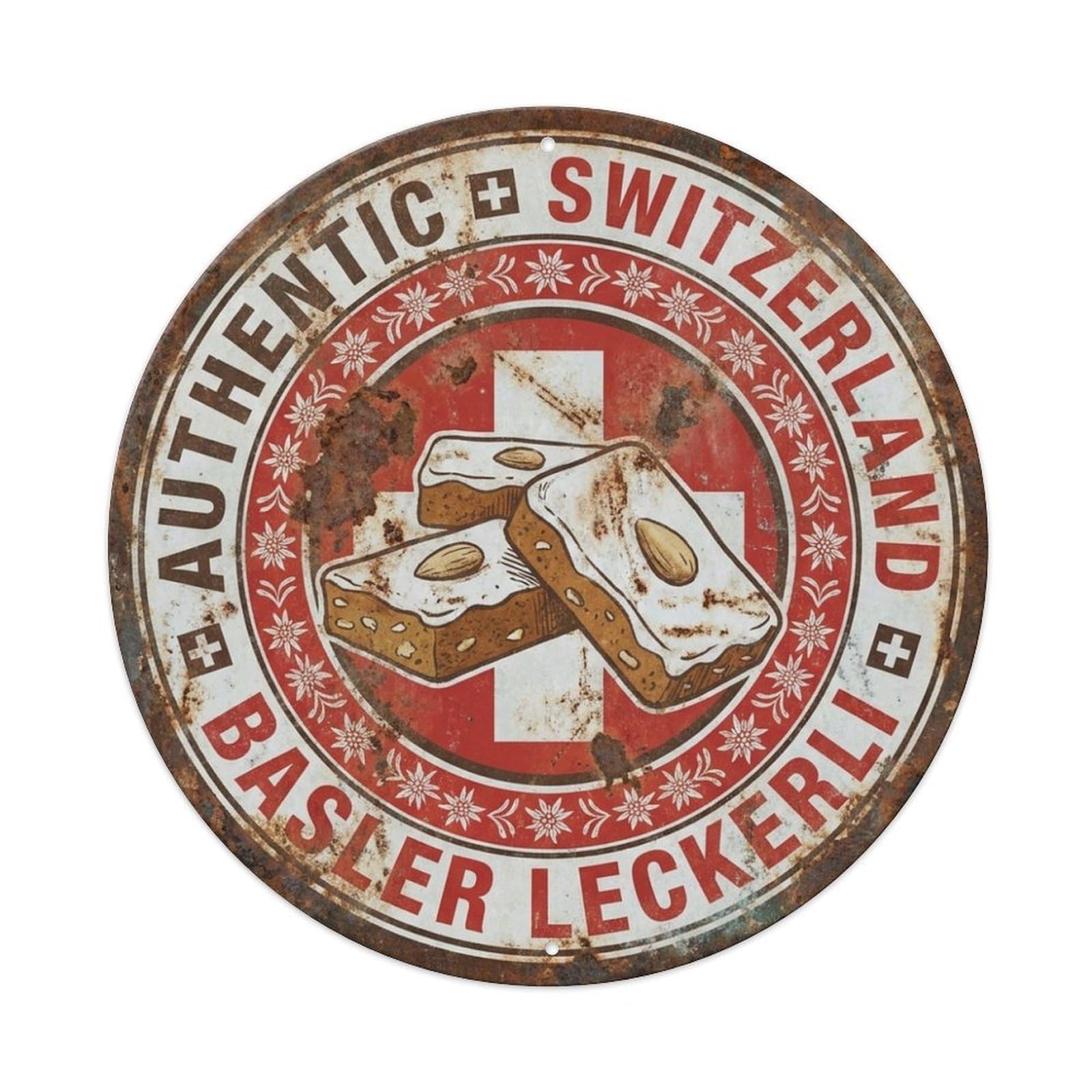 Switzerland Travel Spiced Honey Biscuit Bakery Cuisine Metal Tin Sign