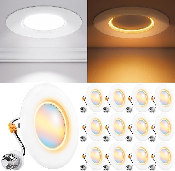 Sunco 5CCT LED Recessed Lighting 4 & 6 Inch with Night Light, 2700K/3000K/4000K/5000K/6000K Selectable