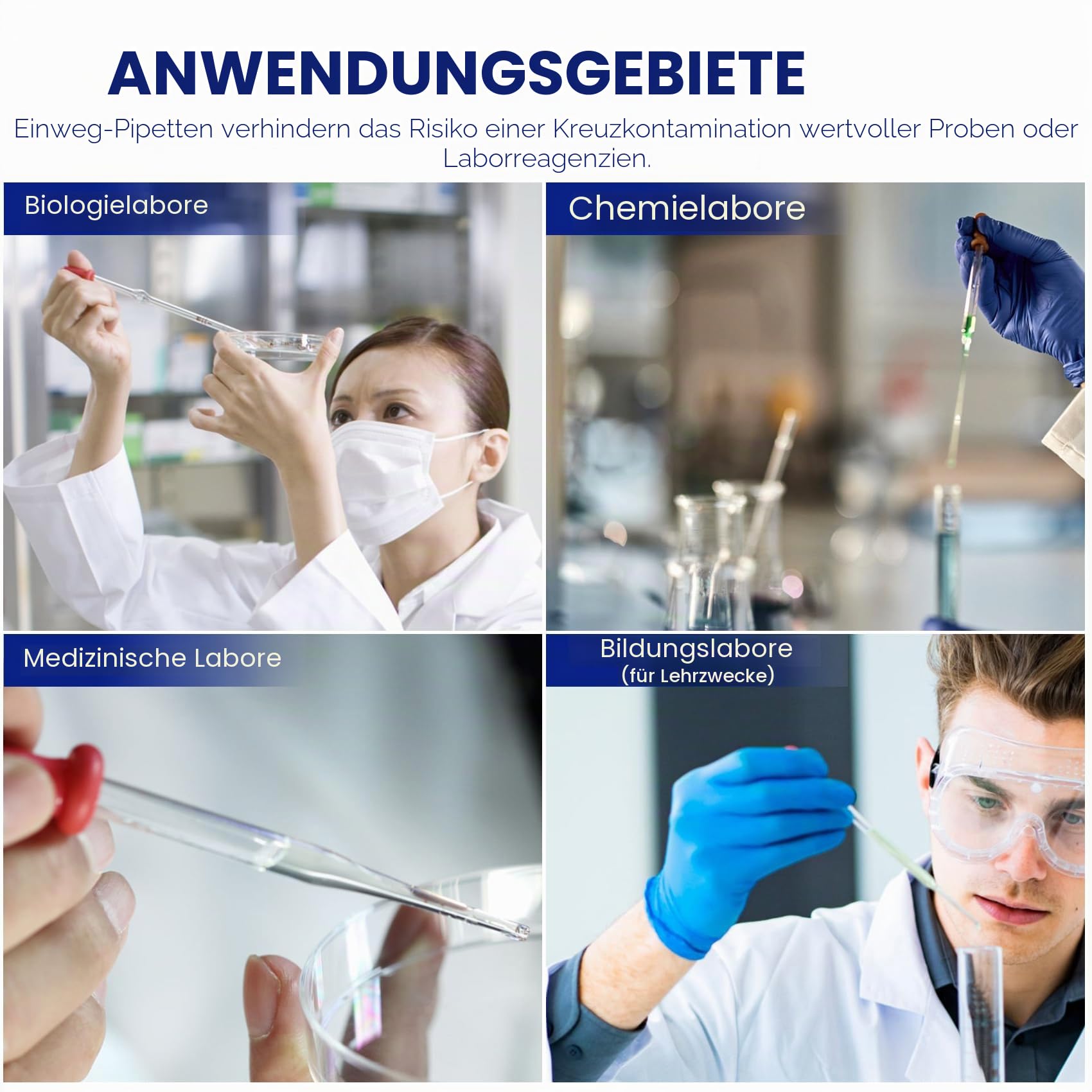 Pasteurpipette Glas Tropfpipetten Pasteur-Glaspipette, Borosilikatglas-Tropfpipetten, ungraduierte Flüssigkeitstransferpipetten für die Laborchemie 7×150mm. 250pcs/pk
