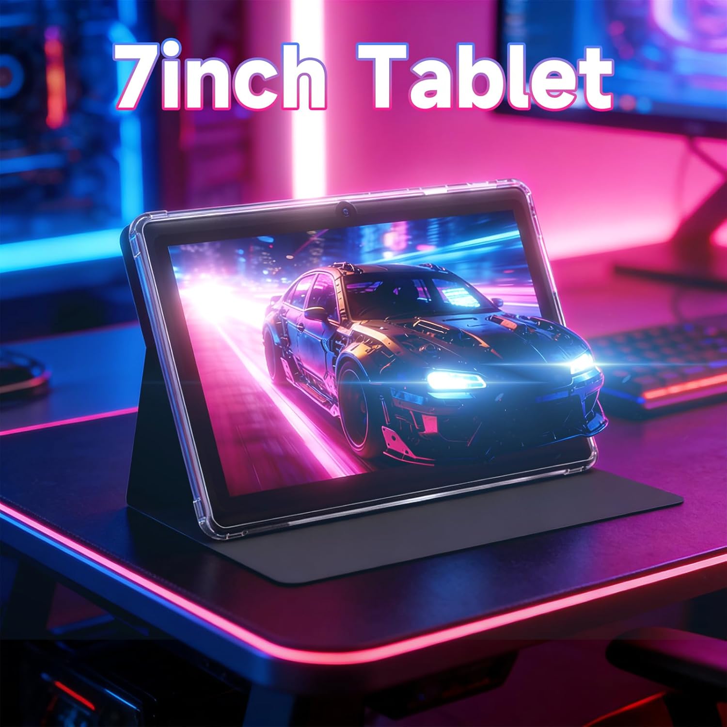 7 inch Tablet Android 14 Tablets with Case, 8GB RAM 32GB ROM 1TB Expand, Quad-Core Processor Tablet PC, IPS Screen, Dual Camera, 3000mAh Battery Tablet, Bluetooth, 5G WiFi, GMS, Widevine L1 (Black)