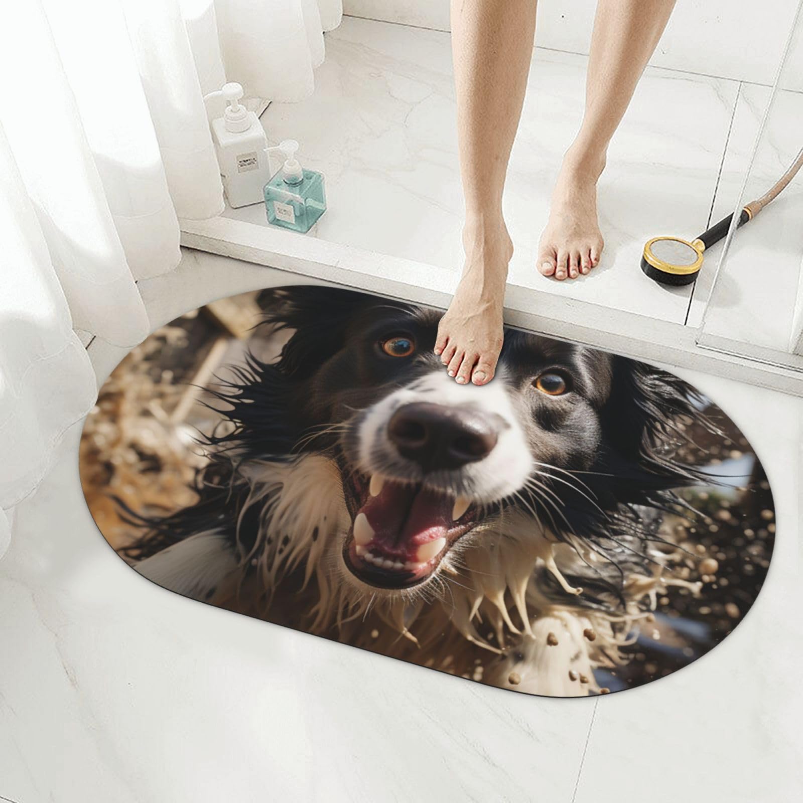 Tapis de bain en pierre de Pasteur absorbant design chien