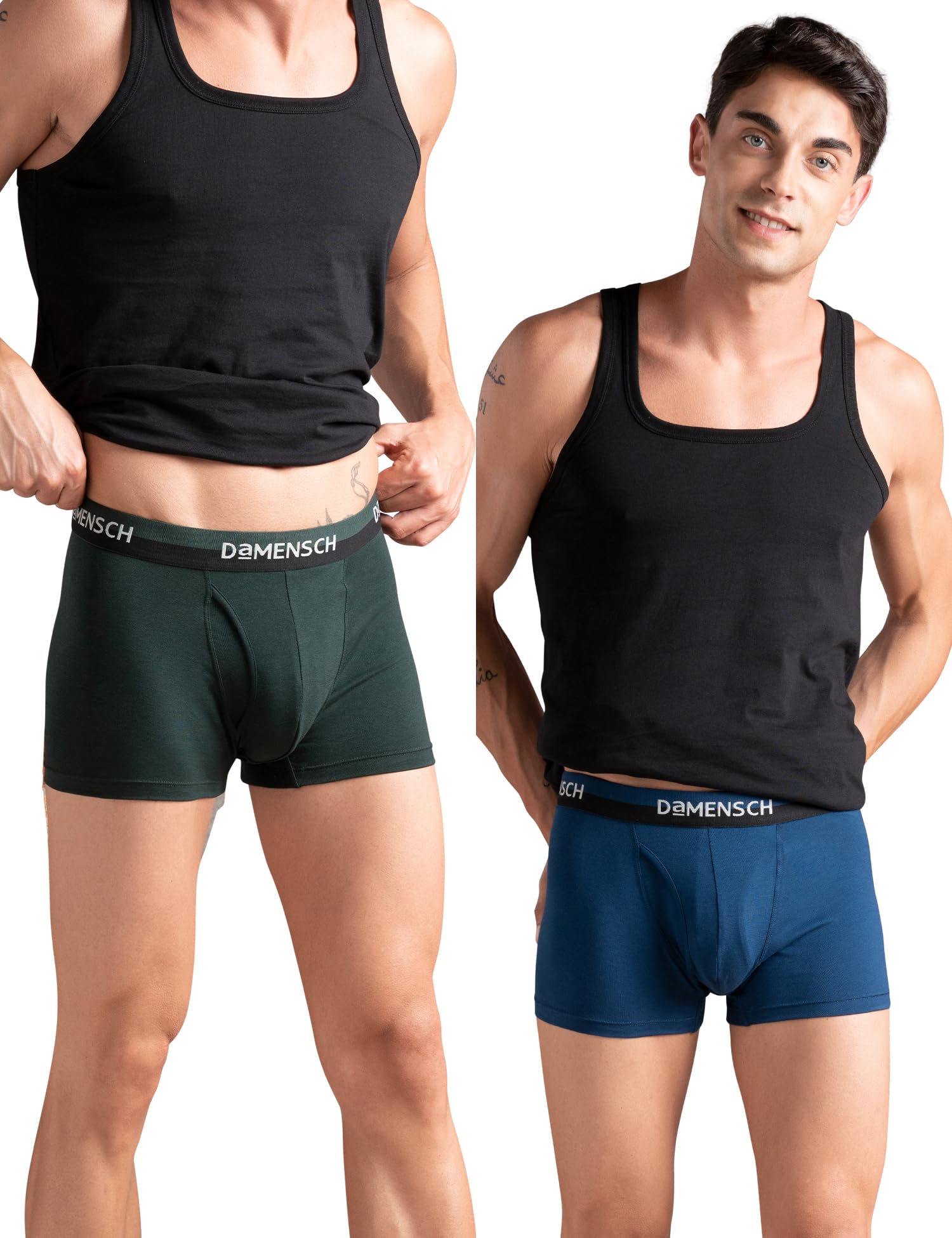 DaMENSCH Fresh Mint Men's Breathable Cotton Underwear Set with Rash Proof Waist and Moisture Wicking