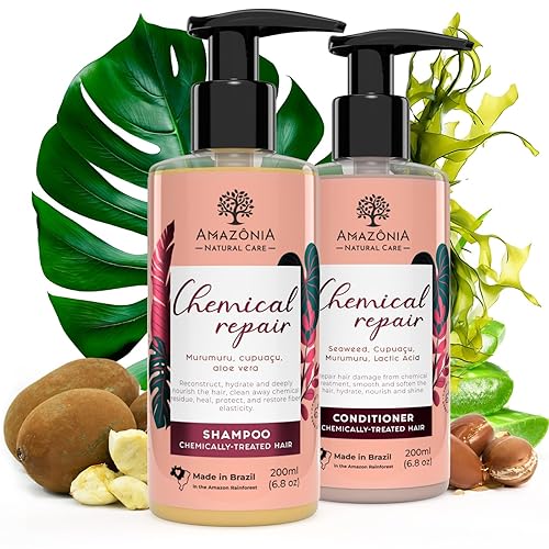 All Natural Chemical - Juego de champú y acondicionador para reparar el cabello químicamente dañado, sin parabenos ni sulfatos, con Cupuacu,