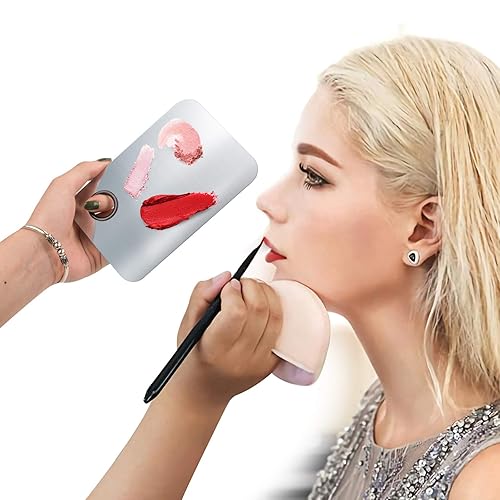 Miniatura 4 de Paleta de mezcla de maquillaje, paleta de base de metal de acero inoxidable Upgrad con espátula, herramienta de artista para mezclar base, arte de