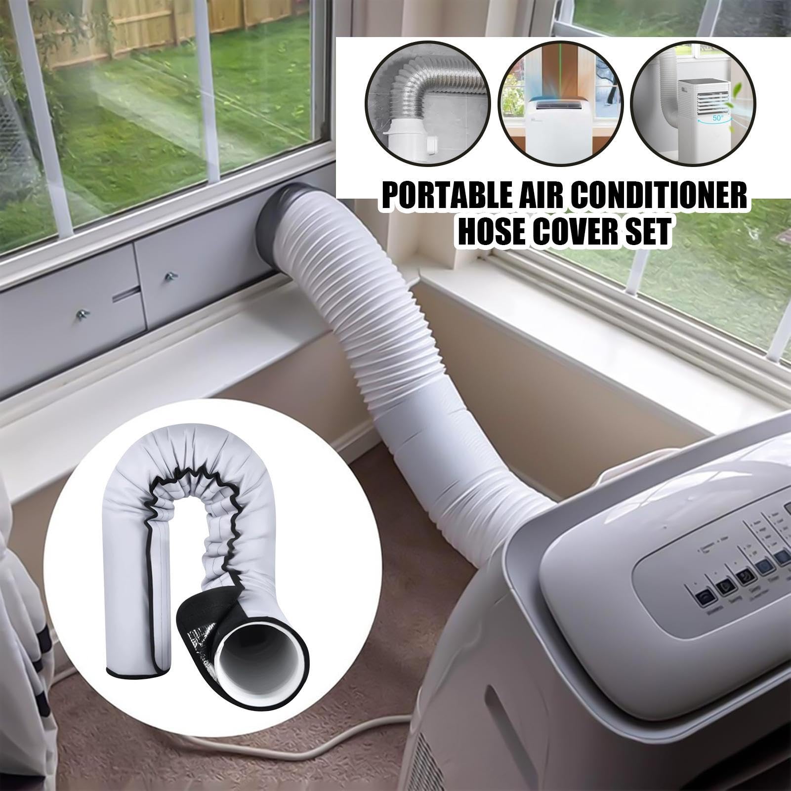 Recubrimiento aislante para tuberías, adecuado para tubos de escape de 12,7 a 15 cm de diámetro | Manguito protector de tubo reutilizable, para jardín, patio trasero, hogar, apartamento