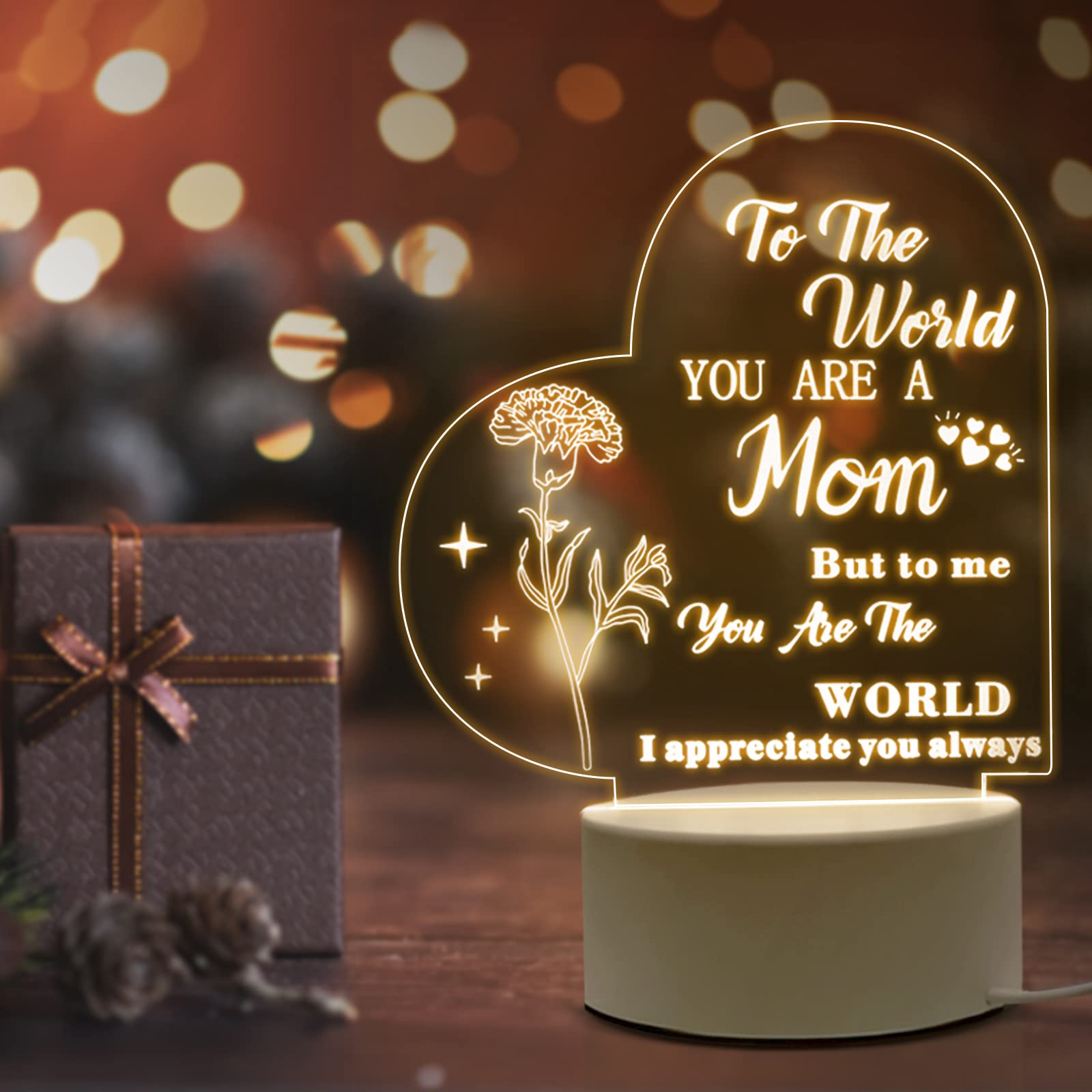 Liberal Brightdeer Mother's Day Gifts for Mom from Daughter, Son, Acrylic  Night Light Gift for Mother, Sentimental Best Mom Gifts Home Decoration