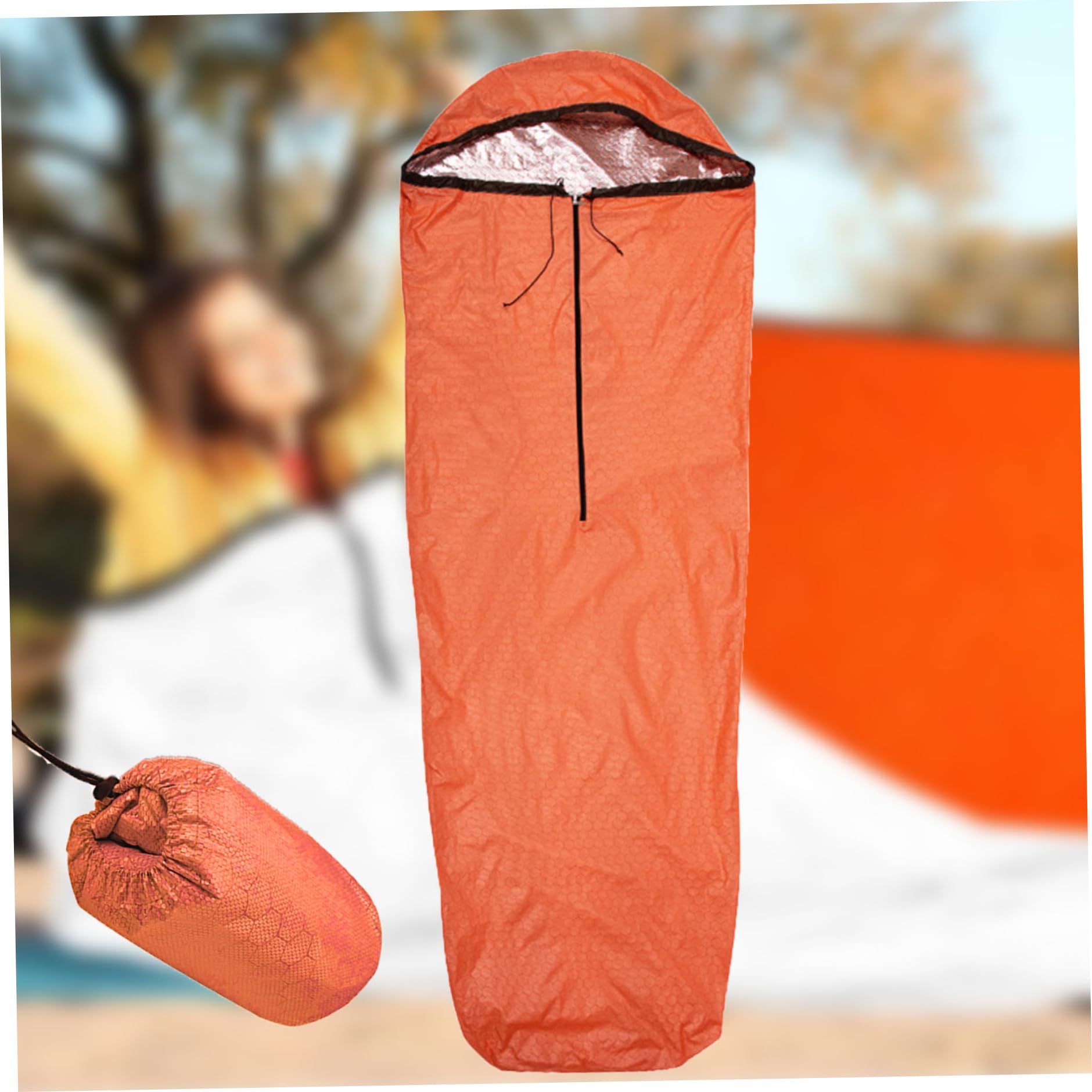 Orange Notfall-Schlafsack, Leichter Rucksack-Schlafsack, wasserdichter Biwaksack, Wiederverwendbare Notfalltaschen für das Überleben, tragbares Überleben für den Außenbereich