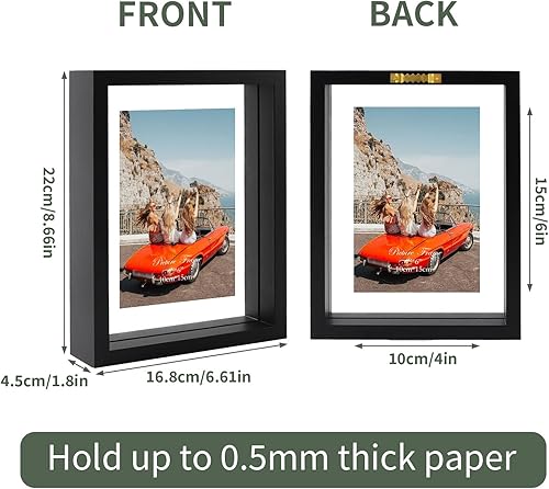 Miniatura 2 de Portarretratos de 4 x 6, paquete de 4 portarretratos flotantes de doble cristal para fotos de hasta 6 x 8 pulgadas, para colgar en el escritorio o