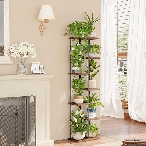 Miniatura 2 de Bamworld Soporte alto para plantas de interior, estante para plantas de 7 niveles para múltiples plantas, soportes para macetas escalonadas para