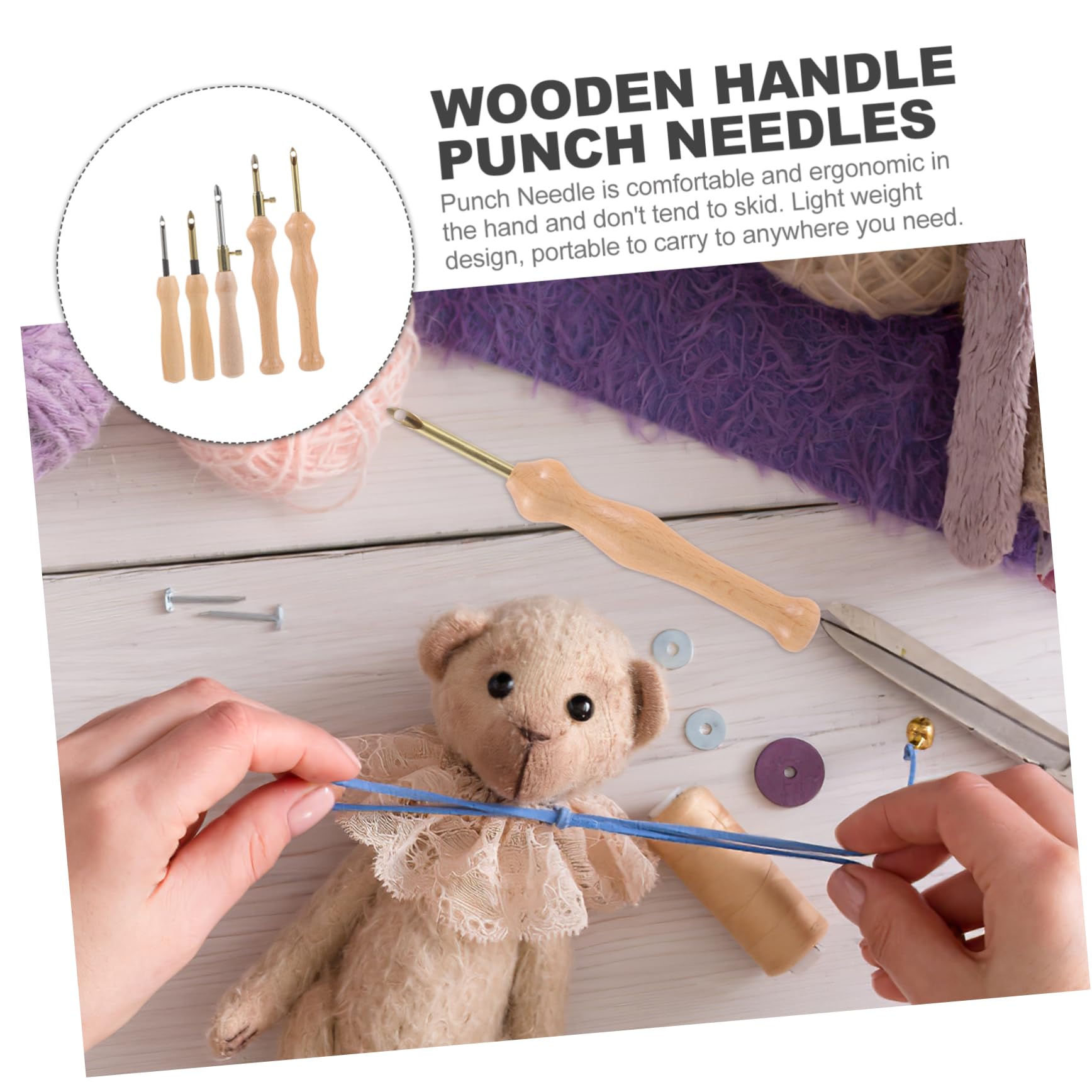 EXCEART 25 STK Stempel Stempel Sticknadel Hölzerne Stanznadel Große Lochnadel Praktische Stanznadel Nadelstift-nähwerkzeug Nadelsticksets Webset Rostfreier Stahl Einstellbar Stricknadel