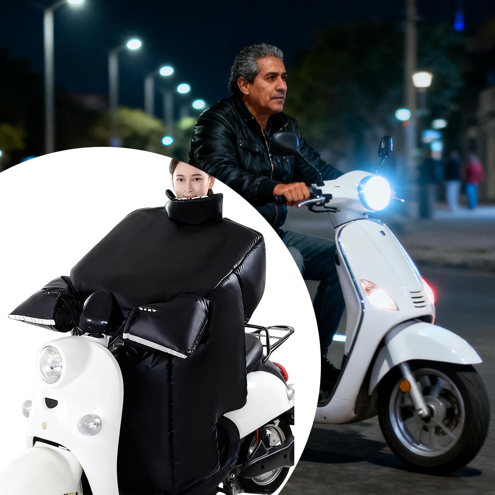Copertura Gamba Per Moto Impermeabile Coperta Spessa | Coprigambe Invernale Antivento Per Motocicletta Con Fodera Peluche E Guanti Per Donne Guida All'Aperto Protezione Ginocchio