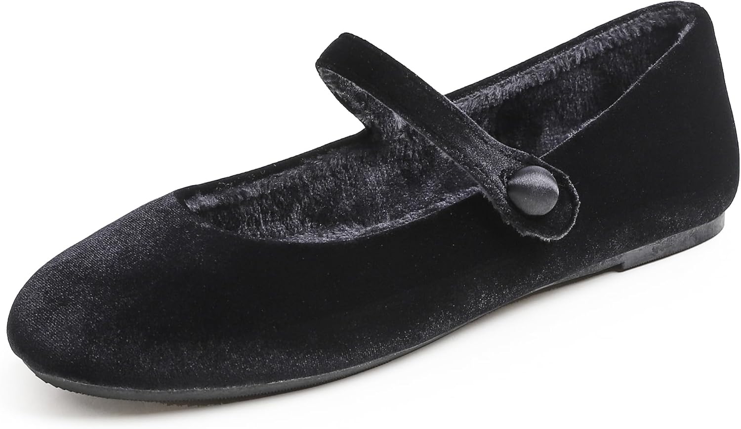 Maryjane Black Velvet Fur Lined