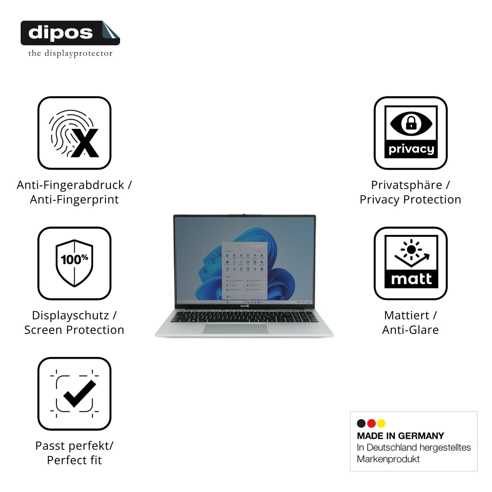dipos Protector de Pantalla Antiespía para Wortmann Terra Mobile 1610R | Película protectora mate, filtro de privacidad 4 vías, ajuste perfecto, antiarañazos, sin burbujas, autoadhesivo