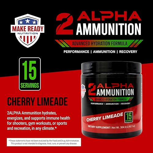 Miniatura 3 de 2ALPHA Ammunition Cherry Limeade - 10.74 oz  Polvo de hidratación, polvo de bebida energética y suplemento de apoyo inmunológico para deportes de