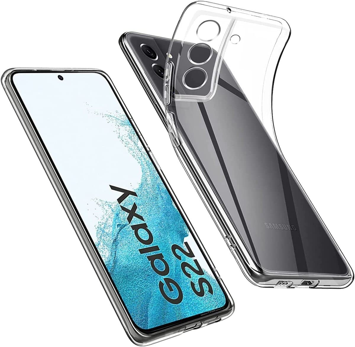 Samsung Galaxy S22 Clear Case Soft Flexible Silicone TPU Shockproof Transparent Rubber Back Cover Compatible for Samsung Galaxy S22