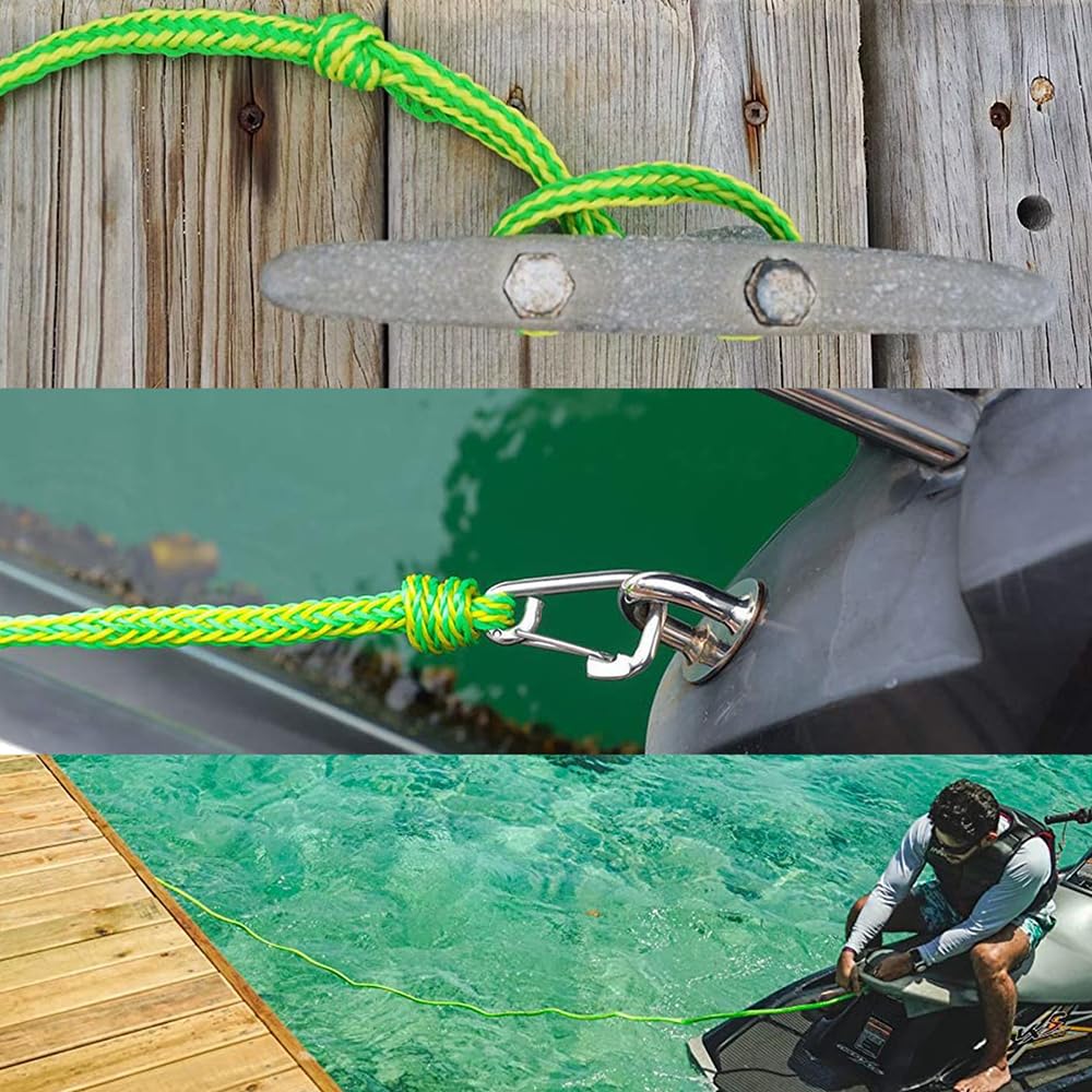 Kajak Abschleppseil, 2,1m/7ft Nylon Geflochtene Leine mit Clip, Dock-Leinen, Robustes Schwimmseil für Kajak-Schleppleine