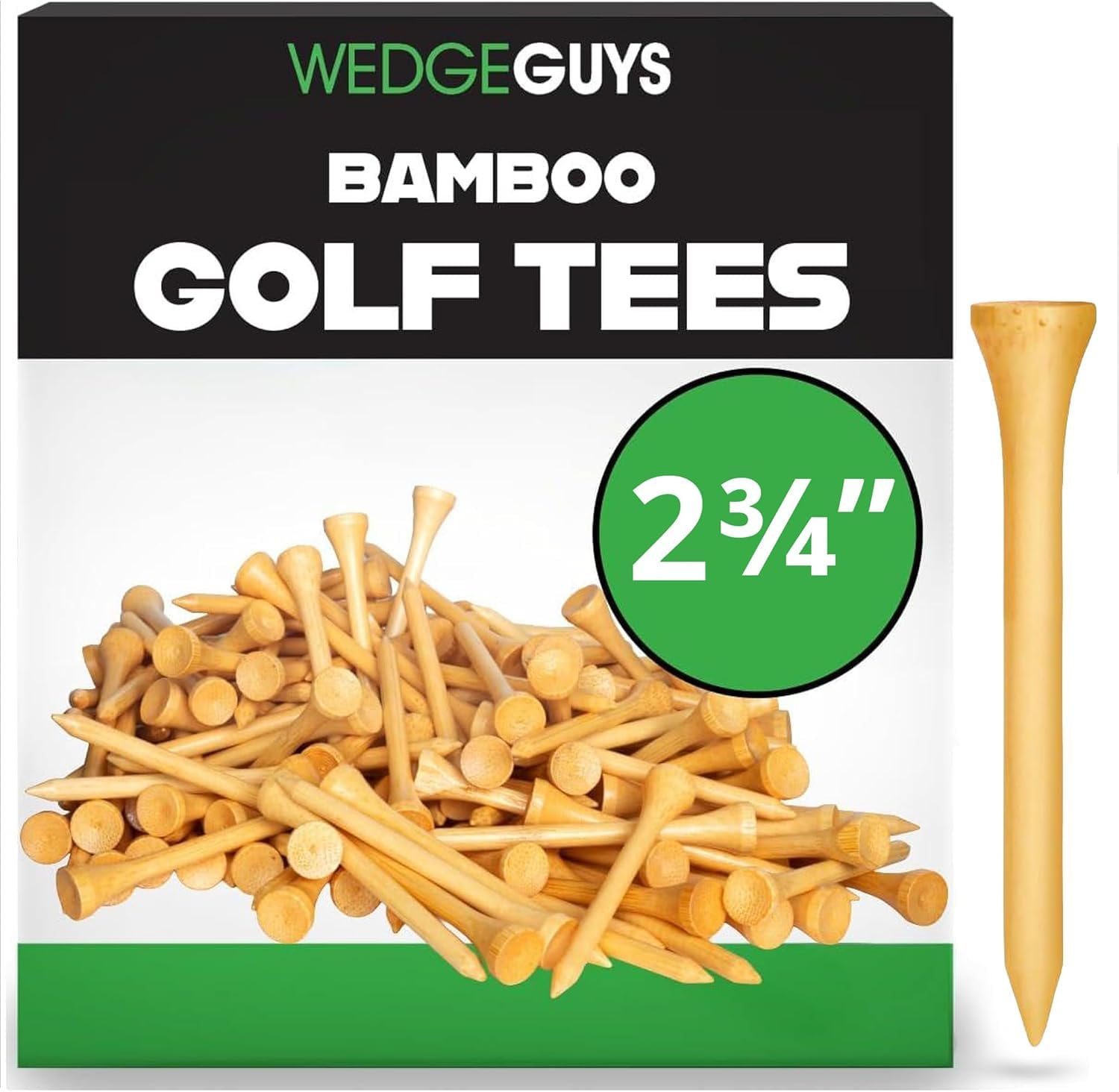 Wedge Guys Tees de Golf en Bambou Naturel - Tee de Golf Plus Résistants Que Le Bois - Accessoires de Golf de Haute Qualité - Approuvés par la PGA et l'USGA