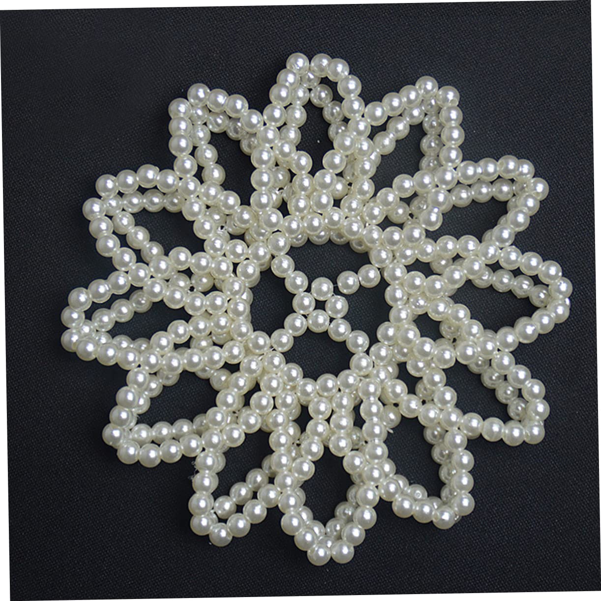 KALLORY Pearl Crochet Hair Snood Net Elastic Bun Hair Nets for Dance Performance Gymnastics White Handmade for Women