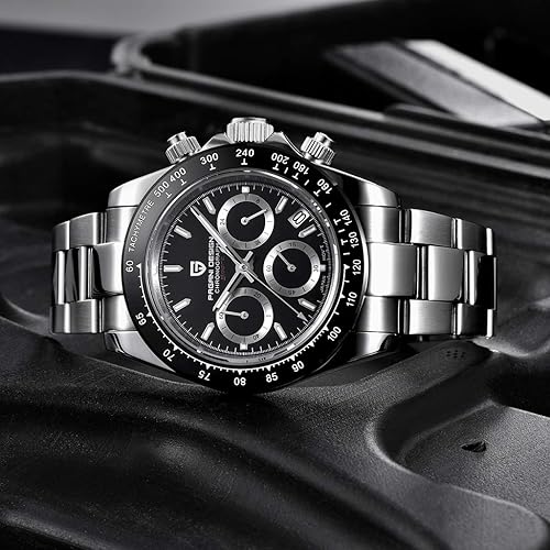 Miniatura 5 de Pagani Design Reloj de pulsera analógico de cuarzo de acero inoxidable completo para hombre, Daytona Homage de lujo, impermeable, reloj de pulsera