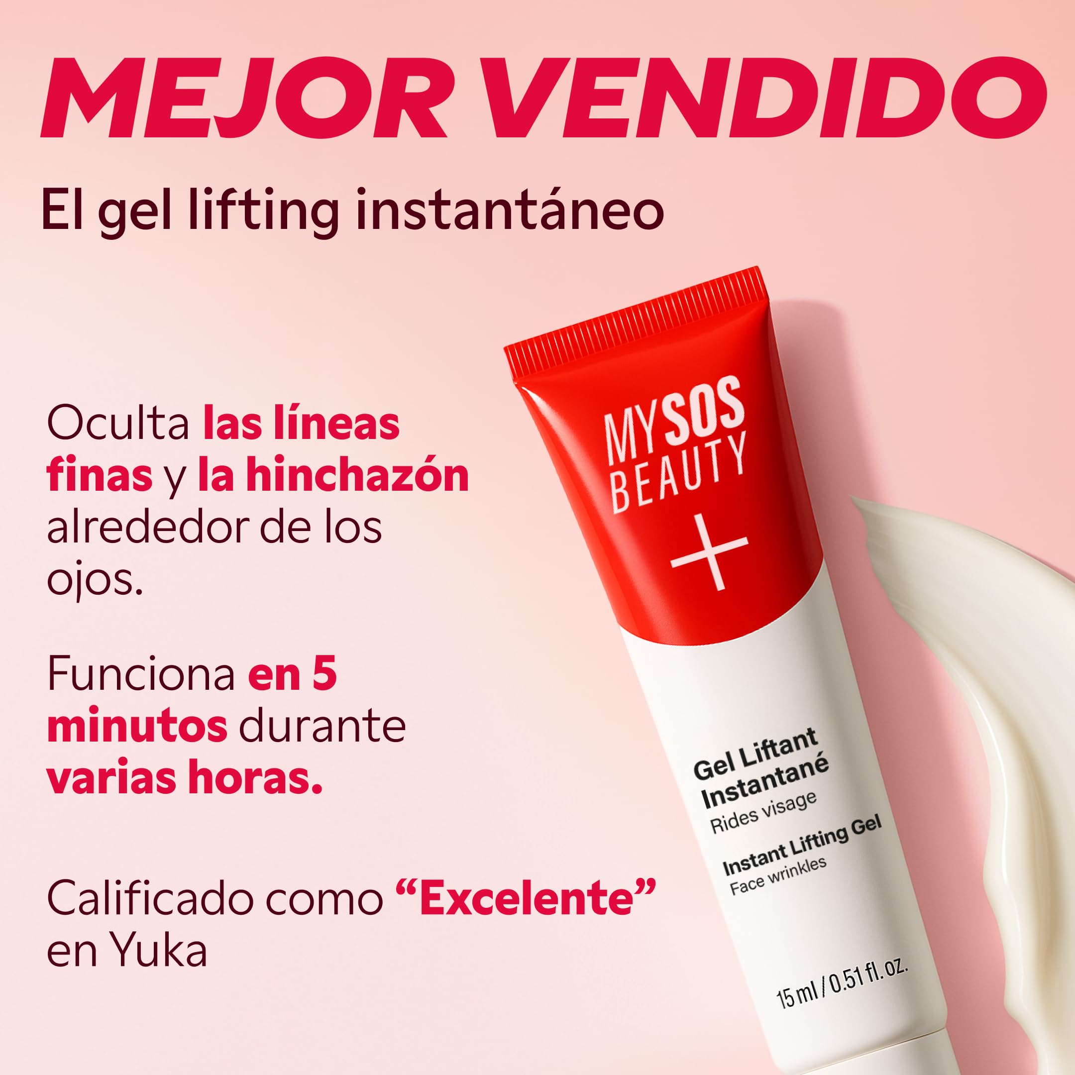 Rellenador de Arrugas - Corrector de Bolsas y Arrugas MYSOSBEAUTY – Crema Lifting Temporal Contorno de Ojos Anti-Edad – Efecto Lifting Instantáneo durante 8 h – Reduce Bolsas Bajo los Ojos (30 ml)
