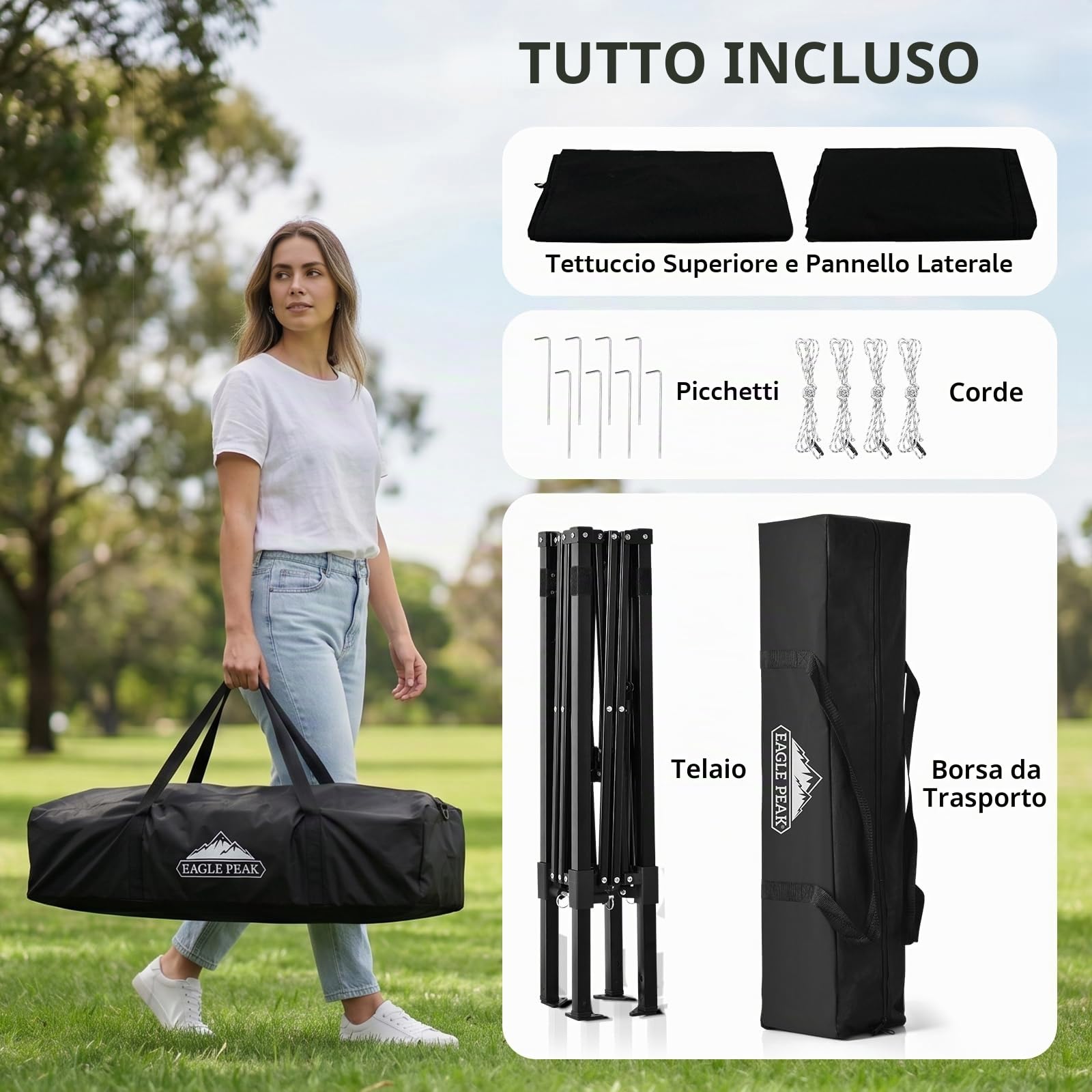 EAGLE PEAK Flex, tettoia ultra compatta da 1,2 x 1,2 m, spogliatoio, portatile, per la privacy, per piscina, servizi fotografici alla moda o campeggio (nero)