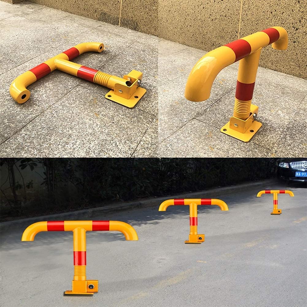 Barreras de estacionamiento de carril plegables para estacionamiento de automóviles en Forma de T, postes de seguridad para Uso Privado, comercial, con tornillos y Llave