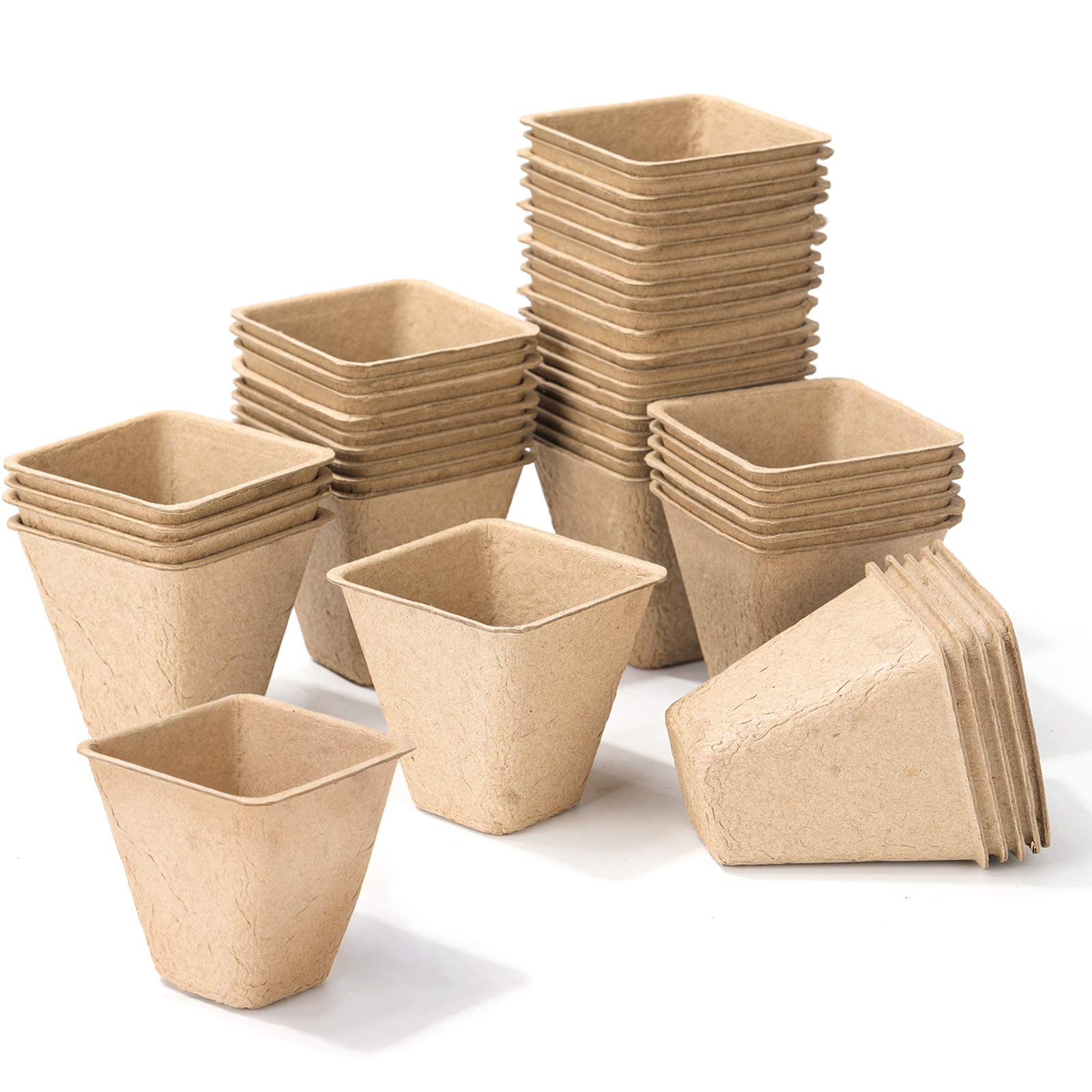 Oubest Peat Plant Pots for Seedlings, Seed Starter Kit Paper Pulp Germination Seedling Pots Supplies 3" Square 40Pc