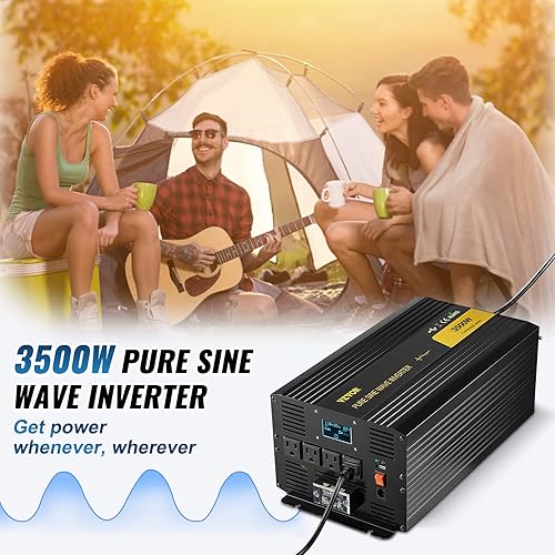 Miniatura 30 de VEVOR Inversor de onda sinusoidal pura de 2500 W, inversor de automóvil de 12 V CC a 120 V CA, 3 salidas de CA, puerto USB, pantalla LCD, control