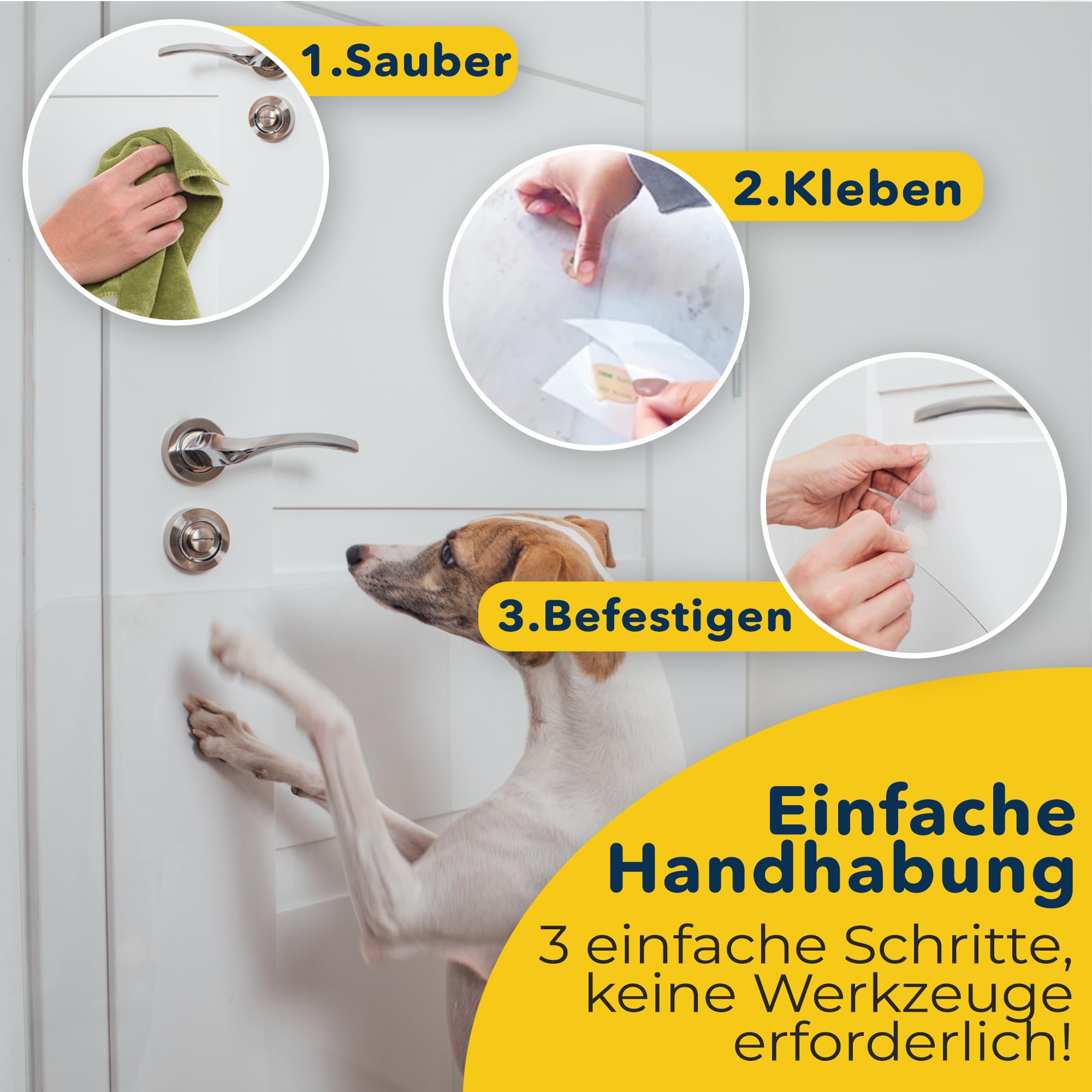 PROTECTO 2er Pack 90x60 cm Hunde und Katzen Kratzschutz Tür – Ultrastarker Hunde- und Katzen Kratzschutz - Einfache Anbringung - Kratzschutz Katze und Hund Transparent Möbel, Balkontüren, Fenster