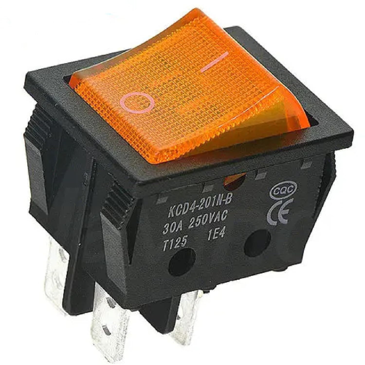 KCD4 Rocker Switch, Power Switch with LED Indicator Light, Green, Orange, Red, 30A 250VAC, High Current Capacity, 6-Pin Electrical Equipment (4PIN ON-Off)