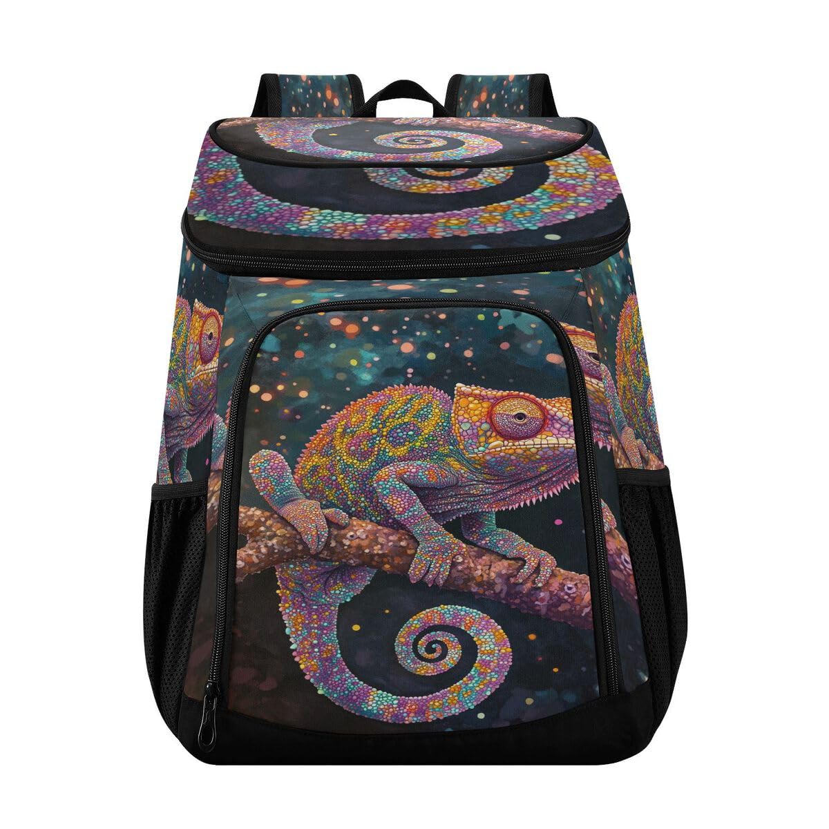 Chameleon Branch Blue Cooler Backpack Leakproof Insulated Lunch Cooler Bag 30 Cans Camping Backpacks for Beach Picnic Road Trip