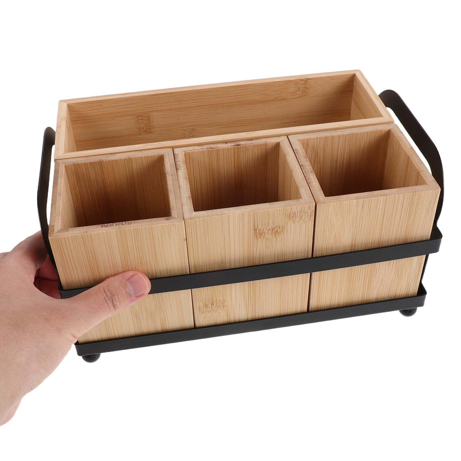 Toyvian Boîte de Rangement Bois pour Couverts et Ustensiles de Cuisine Support pour Couteaux Fourchettes et Baguettes Organisation Pratique pour Cuisine