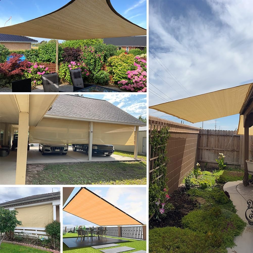 90% Shade Cloth, Patio Sunshade Cloth, Tear Resistant Sun Shadeing Net, 5ft 10ft 20ft 30ft 40ft 50ft Sunscreen Mesh for Deck Pergola Backyard Dog Kennel Camper Awning(Beige,16.5ftx39.6ft)
