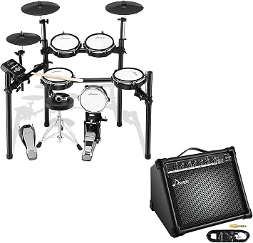 Donner DED-200 Electric Drum Sets with Quiet Mesh Drum Pads, Bundle with Donner Electric Drum AMP 35-Watt Electronic Drum Amplifier DDA-35 Keyboard Speaker with Aux in and Wireless Audio Connection