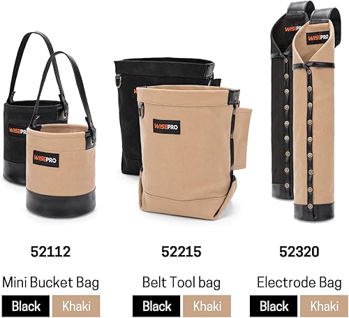 Miniatura 25 de Bolsa de electrodo resistente al fuego, bolsa de lona para varilla de soldadura, soporte de electrodo de cuero con trabillas para cinturón y Amarillo