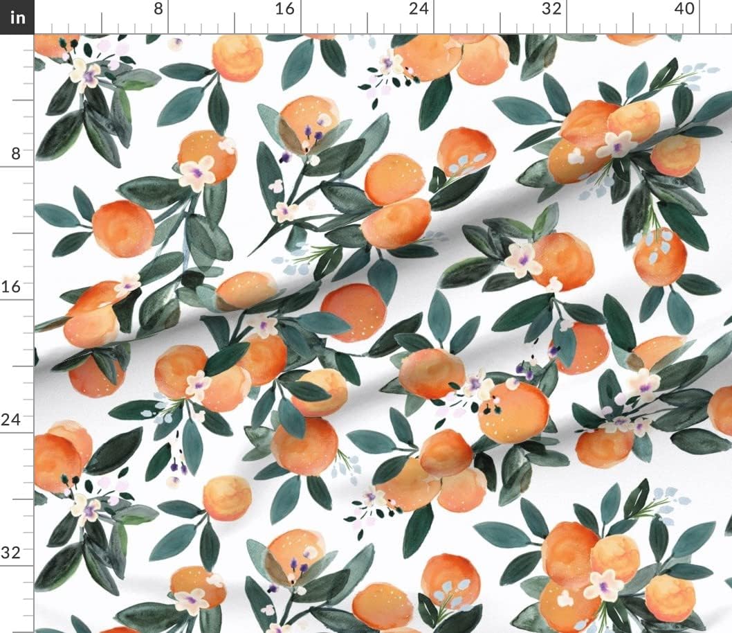 Spoonflower Fabric - Clementine White Oranges Vintage Fruit Citrus Summer Orchard Printed on Petal Signature Cotton Fabric Fat Quarter - Sewing Quilting Apparel Crafts Decor