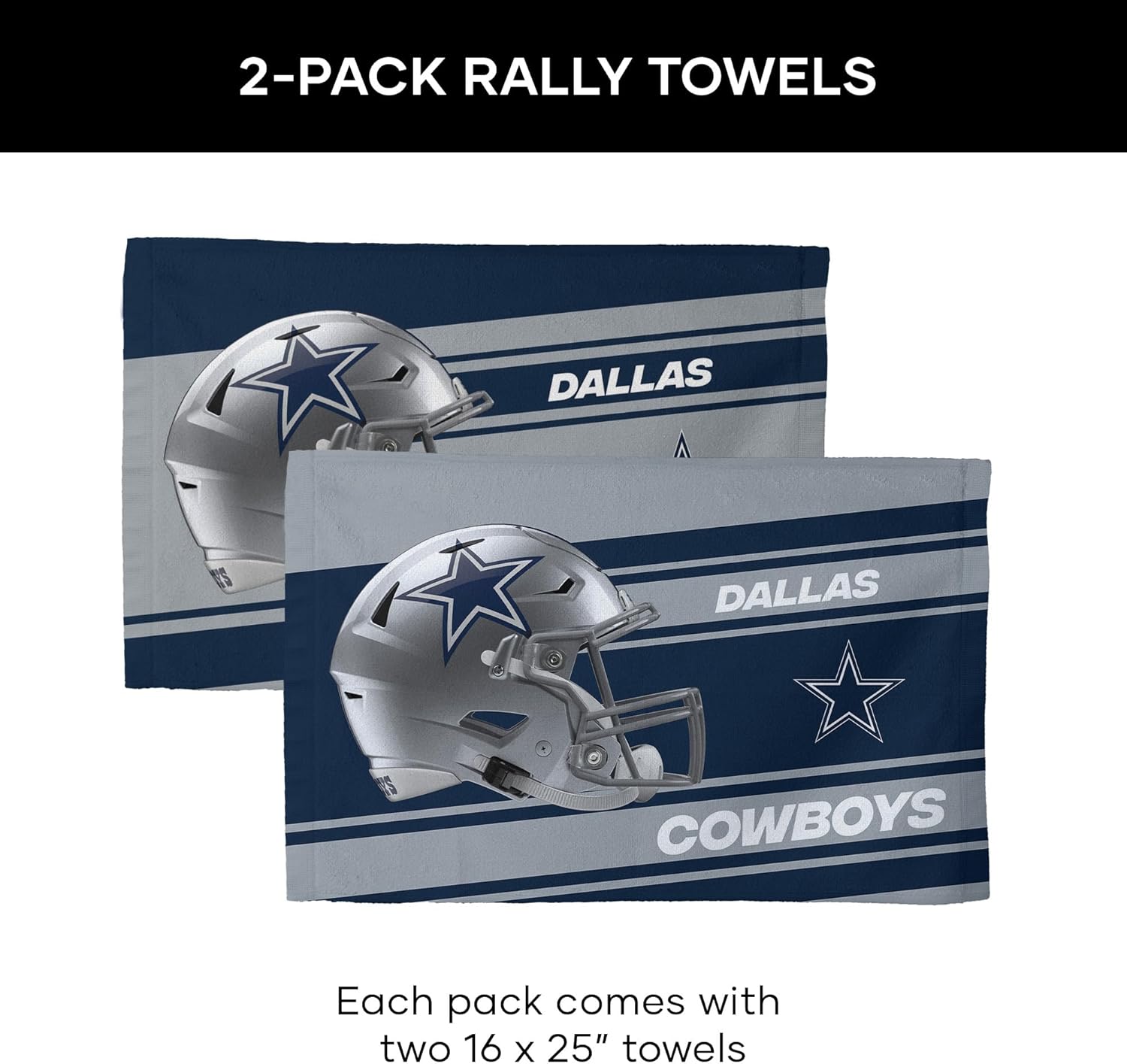 Northwest NFL Dallas Cowboys 2-Pack Fan Towel Set, 16" x 25" Each, Swipe, Team Colors - Image 6